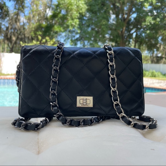 CHANEL Handbags - Chanel Reissue in Matelassé Lamb Leather Dual Tone Gun Metal/Silver Tone